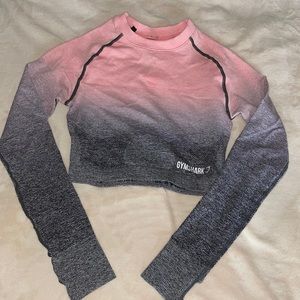 Gymshark ombré crop top, size small, pink and gray.